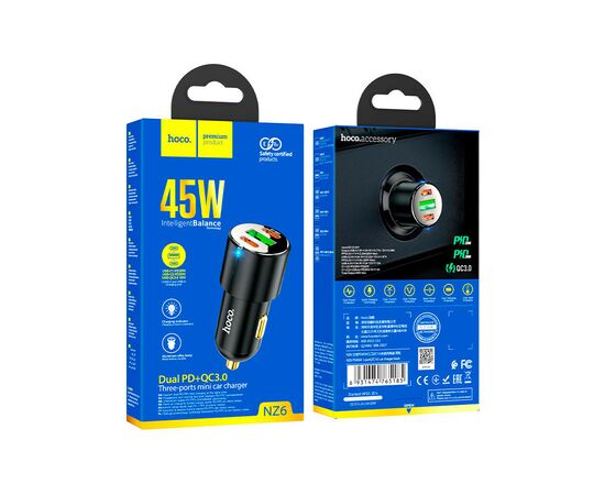 Зарядное устройство HOCO NZ6 2xType-C, USB-A Black (6931474765185), изображение 5 Зарядное устройство HOCO NZ6 2xType-C, USB-A Black (6931474765185), изображение 5