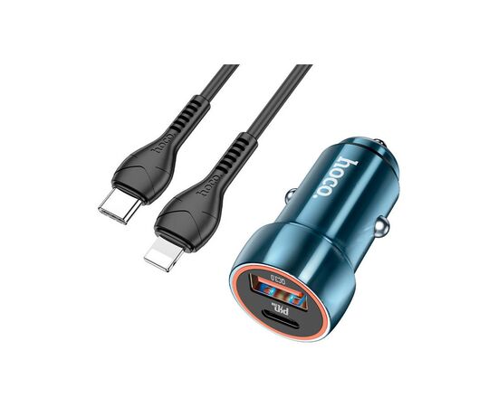 Зарядное устройство HOCO Z46A set (C to iP) USB-A/Type-C Sapphire Blue (6931474770363), изображение 2 Зарядное устройство HOCO Z46A set (C to iP) USB-A/Type-C Sapphire Blue (6931474770363), изображение 2