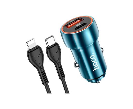 Зарядное устройство HOCO Z46A set (C to iP) USB-A/Type-C Sapphire Blue (6931474770363), изображение 3 Зарядное устройство HOCO Z46A set (C to iP) USB-A/Type-C Sapphire Blue (6931474770363), изображение 3