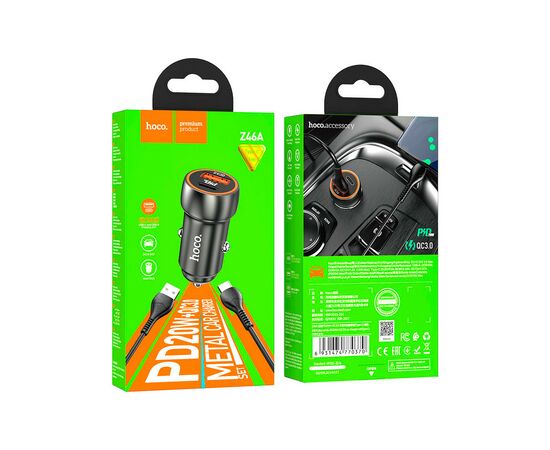 Зарядное устройство HOCO Z46A USB-A/Type-C Metal Gray (6931474770370), изображение 4 Зарядное устройство HOCO Z46A USB-A/Type-C Metal Gray (6931474770370), изображение 4