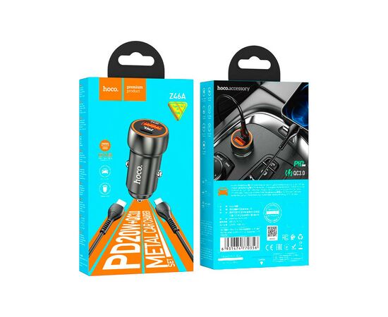 Зарядное устройство HOCO Z46A USB-A/Type-C Metal Gray (6931474770356), изображение 4 Зарядное устройство HOCO Z46A USB-A/Type-C Metal Gray (6931474770356), изображение 4
