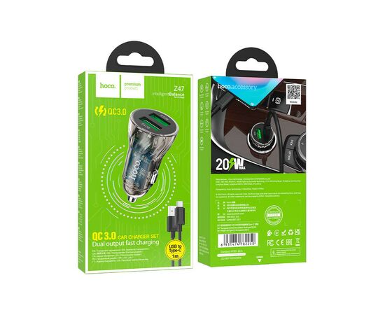 Зарядное устройство HOCO Z47 set (Type-C) 2xUSB Transparent black (6931474782250), изображение 5