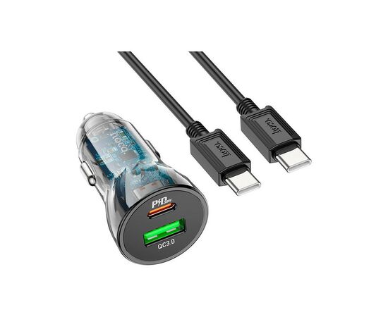 Зарядное устройство HOCO Z47A set (C to C) USB-A/Type-C Transparent black (6931474782311), изображение 2 Зарядное устройство HOCO Z47A set (C to C) USB-A/Type-C Transparent black (6931474782311), изображение 2