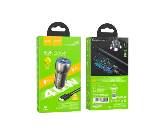Зарядное устройство HOCO Z48 Tough Type-С/Type-C Metal Gray (6931474795014), изображение 4 Зарядное устройство HOCO Z48 Tough Type-С/Type-C Metal Gray (6931474795014), изображение 4