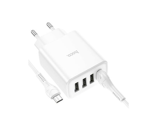 Зарядное устройство HOCO C102A Fuerza QC3.0 four-port charger set(iP) White (6931474777720), изображение 2 Зарядное устройство HOCO C102A Fuerza QC3.0 four-port charger set(iP) White (6931474777720), изображение 2