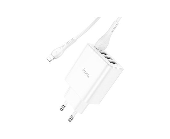 Зарядное устройство HOCO C102A Fuerza QC3.0 four-port charger set(iP) White (6931474777720), изображение 4 Зарядное устройство HOCO C102A Fuerza QC3.0 four-port charger set(iP) White (6931474777720), изображение 4