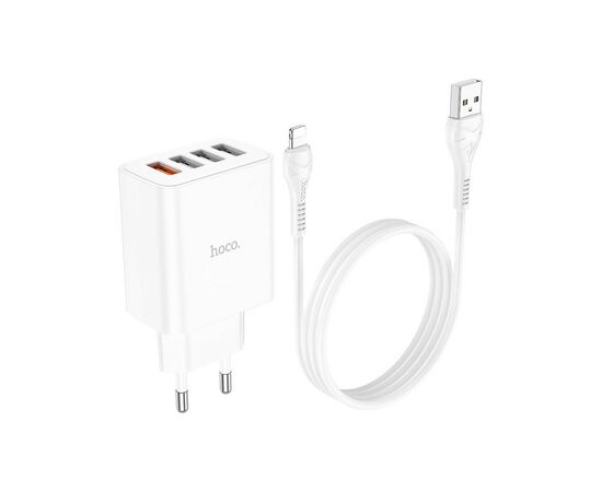 Зарядное устройство HOCO C102A Fuerza QC3.0 four-port charger set(iP) White (6931474777720)