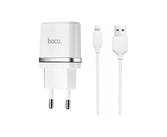 Зарядний пристрій HOCO C11 charger set (iP cable) White (6957531047735)