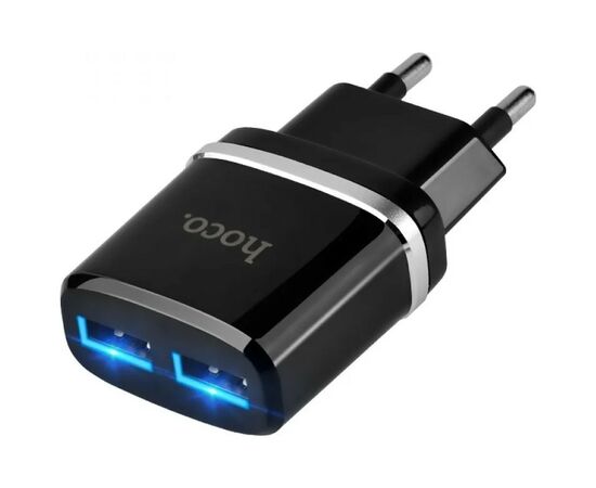 Зарядное устройство HOCO C12 Smart dual USB (Micro cable)charger set Black (6957531064114), изображение 4 Зарядное устройство HOCO C12 Smart dual USB (Micro cable)charger set Black (6957531064114), изображение 4