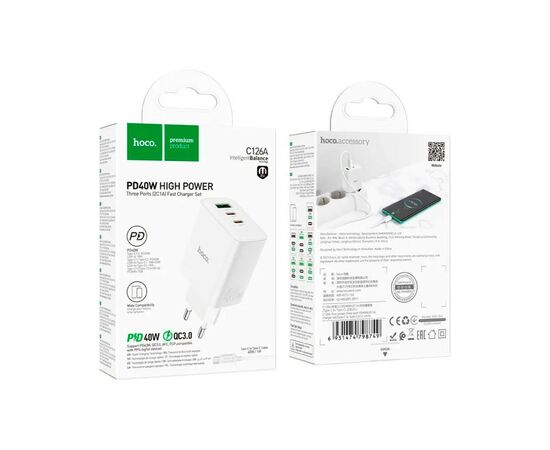 Зарядное устройство HOCO C126A Pure White (6931474798749), изображение 5