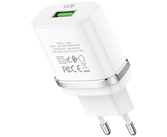 Зарядное устройство HOCO C12Q Smart QC3.0 charger White (6931474716262), изображение 3 Зарядное устройство HOCO C12Q Smart QC3.0 charger White (6931474716262), изображение 3