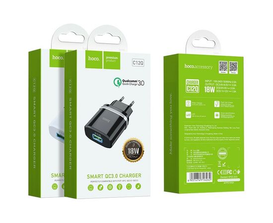 Зарядное устройство HOCO C12Q Smart QC3.0 charger White (6931474716262), изображение 4 Зарядное устройство HOCO C12Q Smart QC3.0 charger White (6931474716262), изображение 4