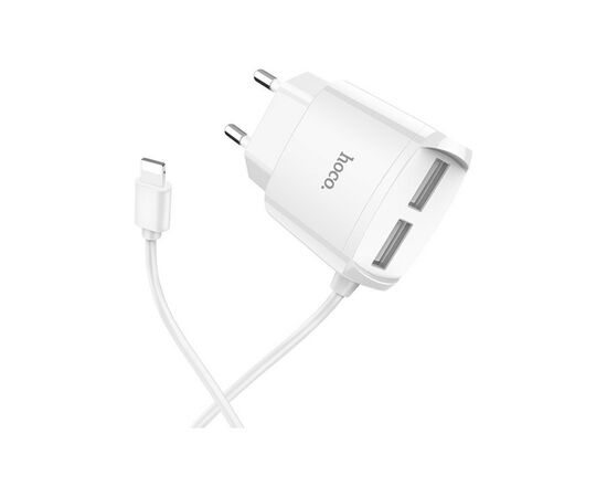 Зарядное устройство HOCO C59A Mega joy double port charger for iP White (6931474707949), изображение 2