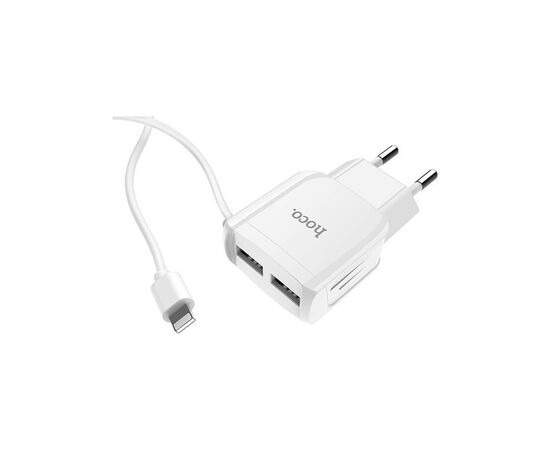 Зарядное устройство HOCO C59A Mega joy double port charger for iP White (6931474707949), изображение 4