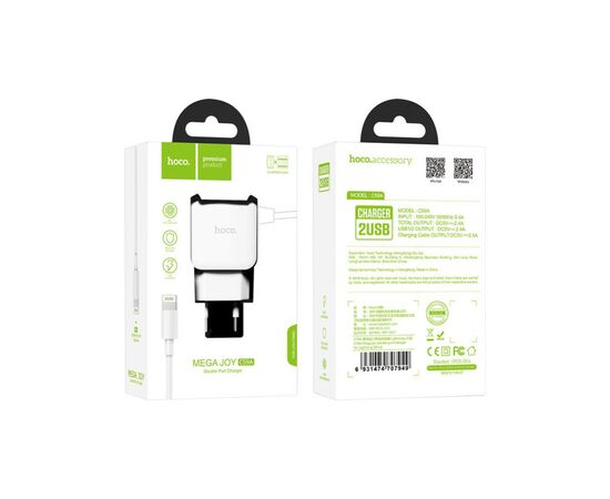 Зарядное устройство HOCO C59A Mega joy double port charger for iP White (6931474707949), изображение 5