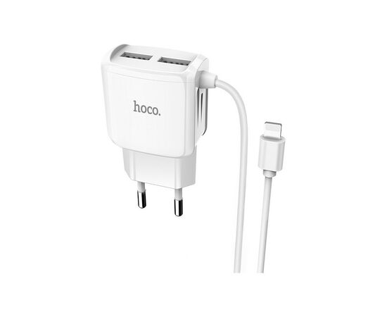 Зарядний пристрій HOCO C59A Mega joy double port charger for iP White (6931474707949)