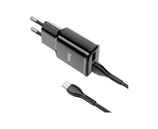 Зарядное устройство HOCO C88A Star round dual port charger set(Type-C) Black (6931474749543), изображение 2 Зарядное устройство HOCO C88A Star round dual port charger set(Type-C) Black (6931474749543), изображение 2