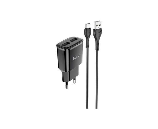 Зарядний пристрій HOCO C88A Star round dual port charger set(Type-C) Black (6931474749543)