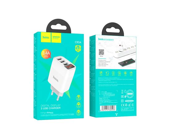Зарядное устройство HOCO C93A Easy charge White (6931474760593), изображение 5 Зарядное устройство HOCO C93A Easy charge White (6931474760593), изображение 5