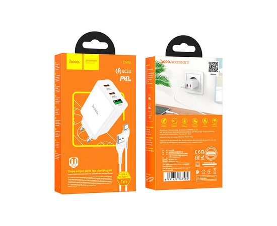 Зарядное устройство HOCO C99A charger set (Type-C) White (6931474767585), изображение 7 Зарядное устройство HOCO C99A charger set (Type-C) White (6931474767585), изображение 7