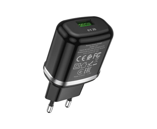 Зарядное устройство HOCO N3 Special single port QC3.0 (cable Type-C) Black (6931474729385), изображение 4