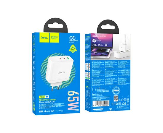 Зарядное устройство HOCO N30 Glory White (6931474784155), изображение 5 Зарядное устройство HOCO N30 Glory White (6931474784155), изображение 5