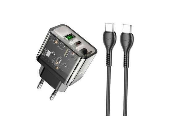 Зарядное устройство HOCO N34 Dazzling dual-port Black (6931474799180), изображение 2 Зарядное устройство HOCO N34 Dazzling dual-port Black (6931474799180), изображение 2