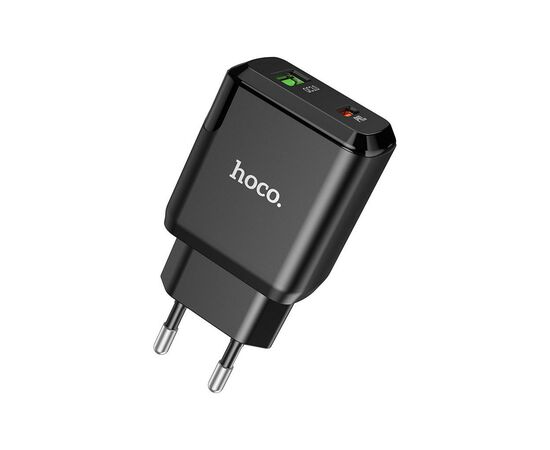 Зарядное устройство HOCO N5 Favor dual port PD20W+QC3.0 (cable C to iP) Black (6931474738912), изображение 4 Зарядное устройство HOCO N5 Favor dual port PD20W+QC3.0 (cable C to iP) Black (6931474738912), изображение 4