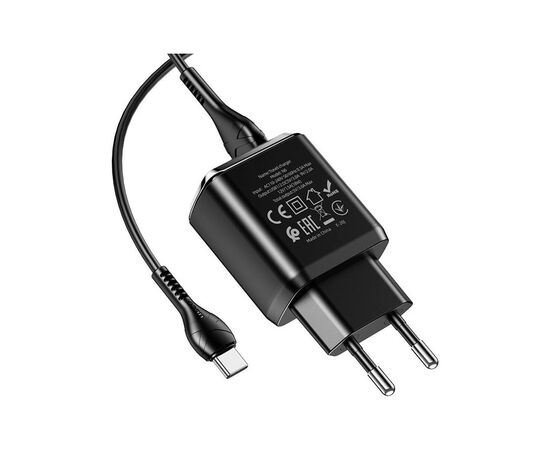 Зарядное устройство HOCO N6 Charmer dual port QC3.0 charger set(Type-C) Black (6931474738998), изображение 3 Зарядное устройство HOCO N6 Charmer dual port QC3.0 charger set(Type-C) Black (6931474738998), изображение 3