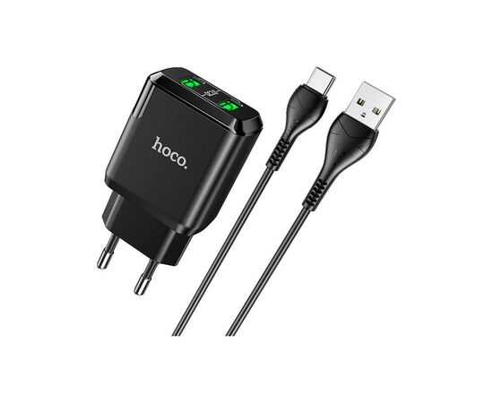 Зарядное устройство HOCO N6 Charmer dual port QC3.0 charger set(Type-C) Black (6931474738998)