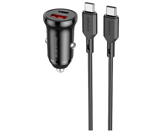 Зарядний пристрій BOROFONE BZ18A PD20W+QC3.0 car charger set (Type-C to Type-C) USB-A/Type-C Black (BZ18ACCB)