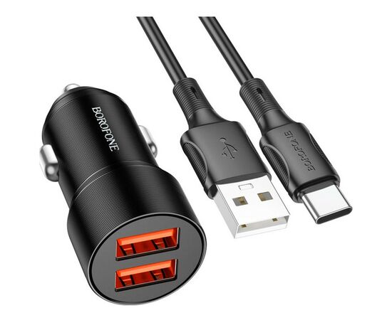 Зарядное устройство BOROFONE BZ19B charger set (Type-C) 2 x USB Black (6941991101533), изображение 2 Зарядное устройство BOROFONE BZ19B charger set (Type-C) 2 x USB Black (6941991101533), изображение 2