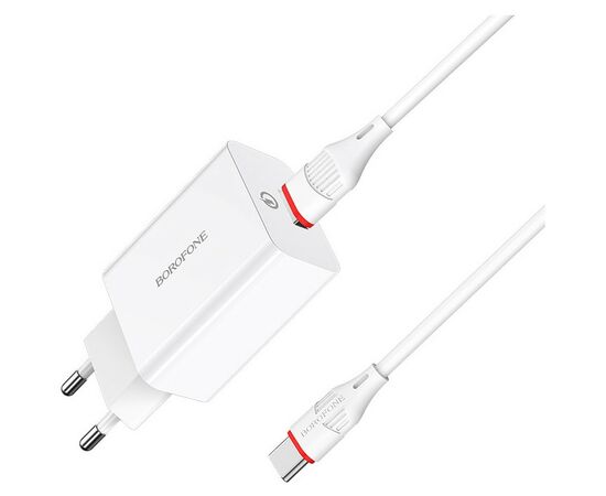 Зарядное устройство BOROFONE BA21A Long journey single port QC3.0 charger set (Type-C) White (BA21ACW), изображение 2 Зарядное устройство BOROFONE BA21A Long journey single port QC3.0 charger set (Type-C) White (BA21ACW), изображение 2
