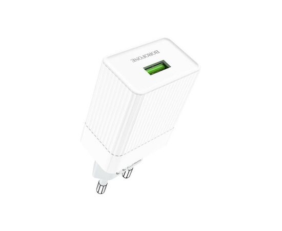 Зарядное устройство BOROFONE BA47A Mighty speed single port QC3.0 3A + Type-C cable White (BA47AW), изображение 3 Зарядное устройство BOROFONE BA47A Mighty speed single port QC3.0 3A + Type-C cable White (BA47AW), изображение 3