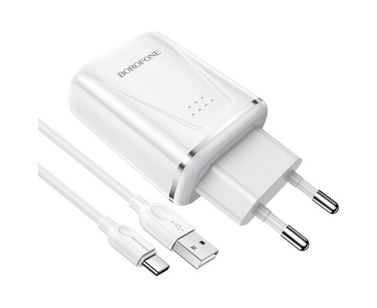 Зарядное устройство BOROFONE BA54A Wide road dual port QC3.0 charger (Type-C) White (BA54ACW), изображение 2 Зарядное устройство BOROFONE BA54A Wide road dual port QC3.0 charger (Type-C) White (BA54ACW), изображение 2