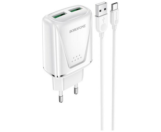 Зарядное устройство BOROFONE BA54A Wide road dual port QC3.0 charger (Type-C) White (BA54ACW)