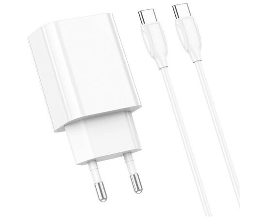 Зарядное устройство BOROFONE BA65A charger set (Type-C to Type-C) White (BA65ACCW), изображение 2 Зарядное устройство BOROFONE BA65A charger set (Type-C to Type-C) White (BA65ACCW), изображение 2