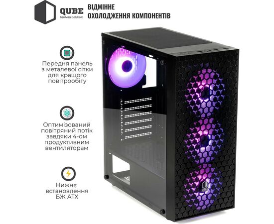 Корпус Qube CARNIVAL Black 4Fan (CARNIVAL_FFNU3), изображение 6 Корпус Qube CARNIVAL Black 4Fan (CARNIVAL_FFNU3), изображение 6