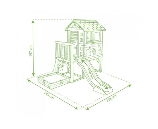 Игровой домик Smoby 2 в 1 Летний отдых на опорах с песочницей-грядкой 242 х 234 х 196 см (810801), изображение 2 Игровой домик Smoby 2 в 1 Летний отдых на опорах с песочницей-грядкой 242 х 234 х 196 см (810801), изображение 2