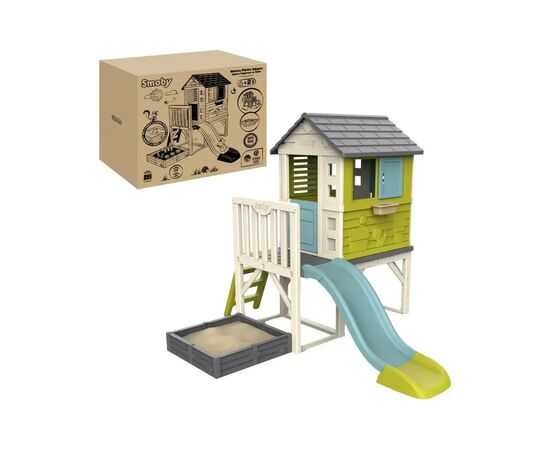 Игровой домик Smoby 2 в 1 Летний отдых на опорах с песочницей-грядкой 242 х 234 х 196 см (810801), изображение 3 Игровой домик Smoby 2 в 1 Летний отдых на опорах с песочницей-грядкой 242 х 234 х 196 см (810801), изображение 3