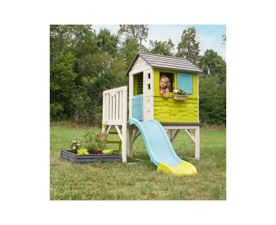 Игровой домик Smoby 2 в 1 Летний отдых на опорах с песочницей-грядкой 242 х 234 х 196 см (810801), изображение 4 Игровой домик Smoby 2 в 1 Летний отдых на опорах с песочницей-грядкой 242 х 234 х 196 см (810801), изображение 4