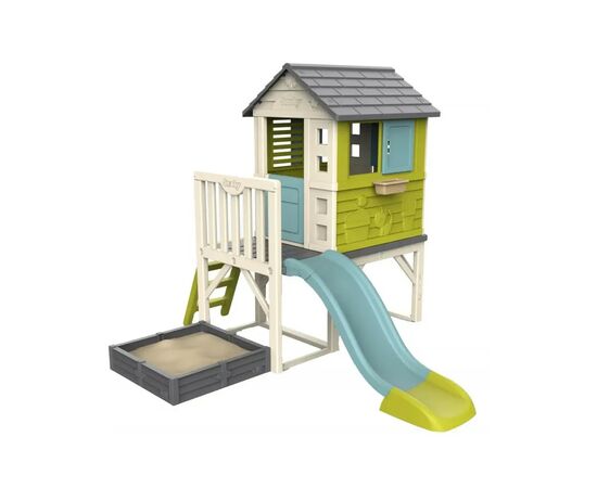 Игровой домик Smoby 2 в 1 Летний отдых на опорах с песочницей-грядкой 242 х 234 х 196 см (810801)