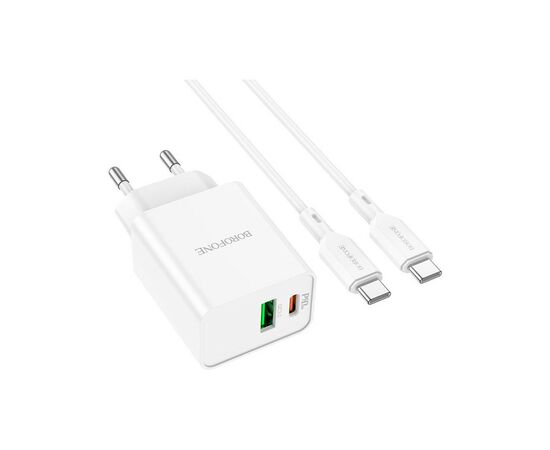 Зарядное устройство BOROFONE BA69A charger set (Type-C to Type-C) White (BA69ACCW), изображение 2 Зарядное устройство BOROFONE BA69A charger set (Type-C to Type-C) White (BA69ACCW), изображение 2