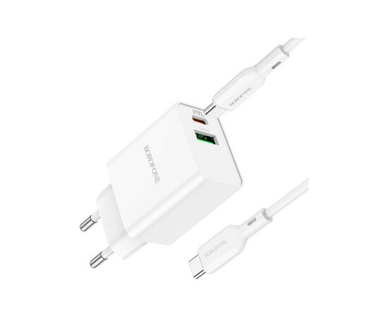 Зарядное устройство BOROFONE BA69A charger set (Type-C to Type-C) White (BA69ACCW), изображение 4 Зарядное устройство BOROFONE BA69A charger set (Type-C to Type-C) White (BA69ACCW), изображение 4