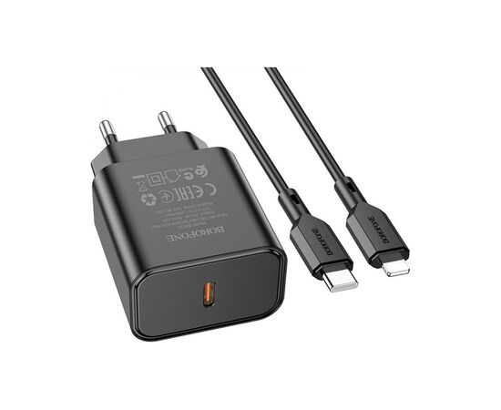 Зарядное устройство BOROFONE BA71A charger set (C to iP) Black (BA71ACLB), изображение 2 Зарядное устройство BOROFONE BA71A charger set (C to iP) Black (BA71ACLB), изображение 2