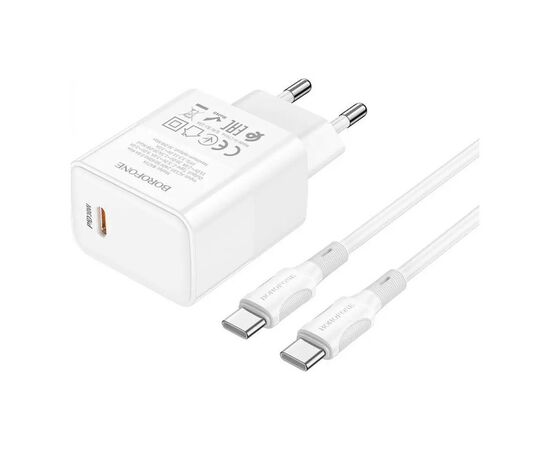 Зарядное устройство BOROFONE BA77A charger set (Type-C to Type-C) White (BA77AССW), изображение 2 Зарядное устройство BOROFONE BA77A charger set (Type-C to Type-C) White (BA77AССW), изображение 2