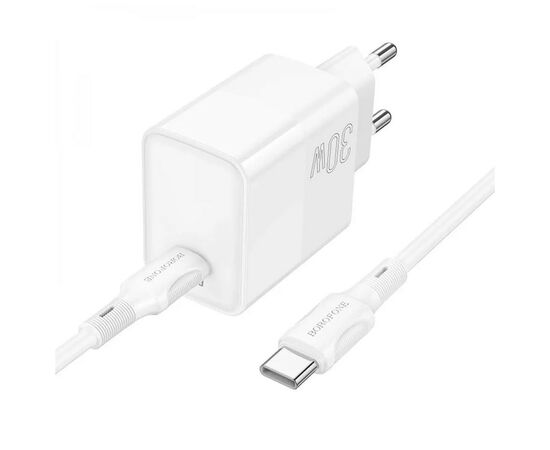 Зарядное устройство BOROFONE BA77A charger set (Type-C to Type-C) White (BA77AССW), изображение 3 Зарядное устройство BOROFONE BA77A charger set (Type-C to Type-C) White (BA77AССW), изображение 3