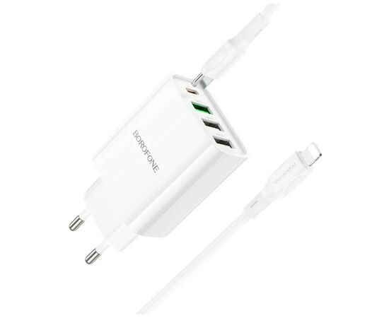 Зарядное устройство BOROFONE BA79A charger set (C to iP) White (BA79AСLW), изображение 2 Зарядное устройство BOROFONE BA79A charger set (C to iP) White (BA79AСLW), изображение 2