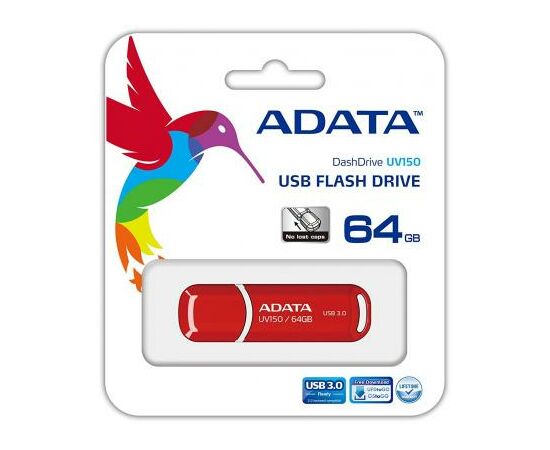 USB флеш накопитель ADATA 64GB UV150 Red USB 3.0 (AUV150-64G-RRD), изображение 4 USB флеш накопитель ADATA 64GB UV150 Red USB 3.0 (AUV150-64G-RRD), изображение 4