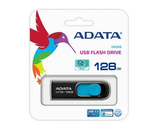 USB флеш накопитель ADATA 128GB UV128 Black/Blue USB 3.1 (AUV128-128G-RBE), изображение 8 USB флеш накопитель ADATA 128GB UV128 Black/Blue USB 3.1 (AUV128-128G-RBE), изображение 8